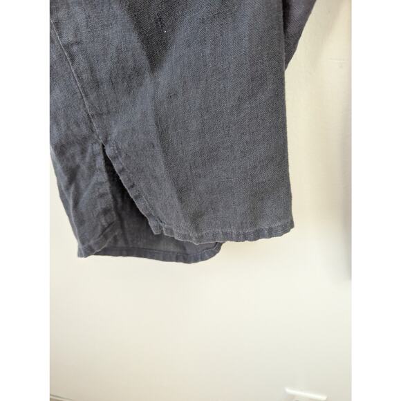 Flax Dark Grey Linen Lagenlook Baggy Tapered Leg High Rise Pull On Pant - Picture 3 of 8